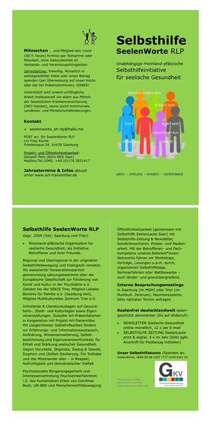 Neues Werbematerial von Selbsthilfe SeelenWorte RLP